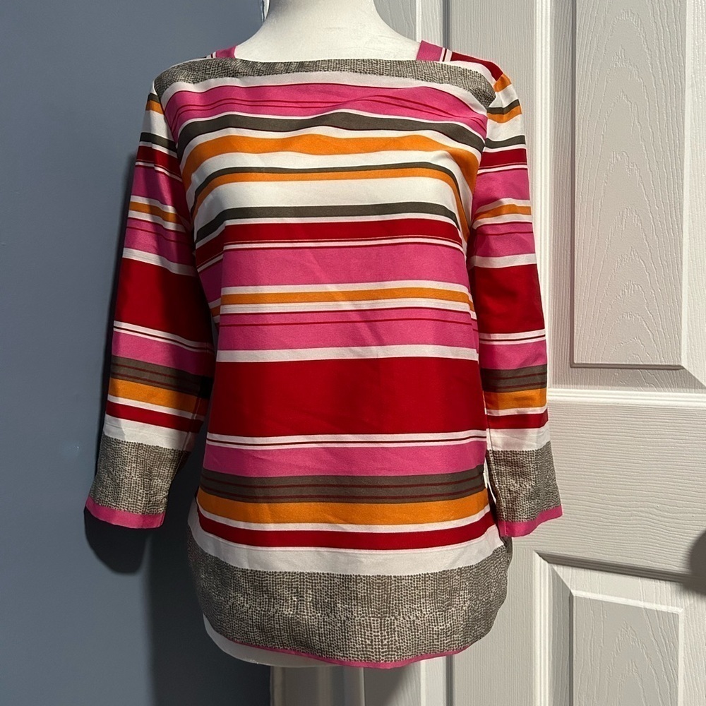 Silky striped 3/4 top, size 0